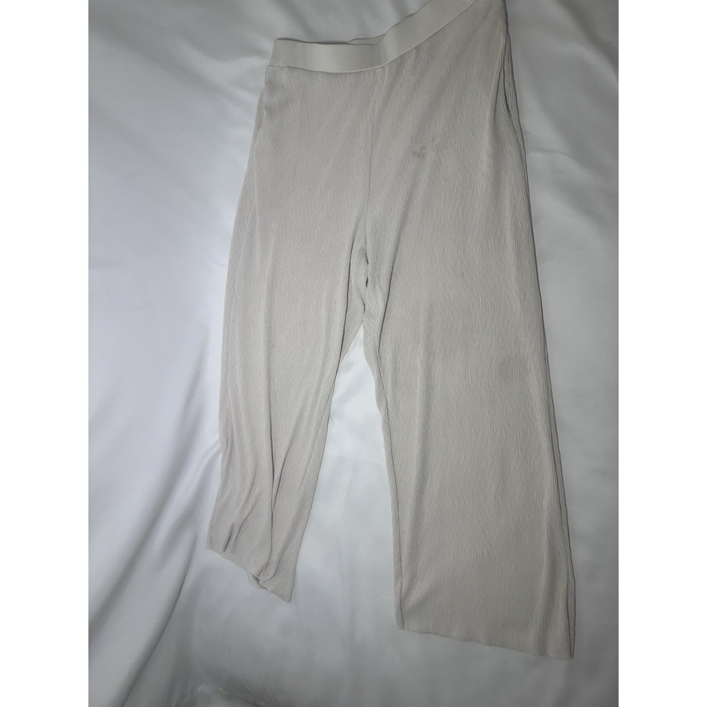 Marc New York Women's L Cream Textured Pull On Wide Leg  Pants